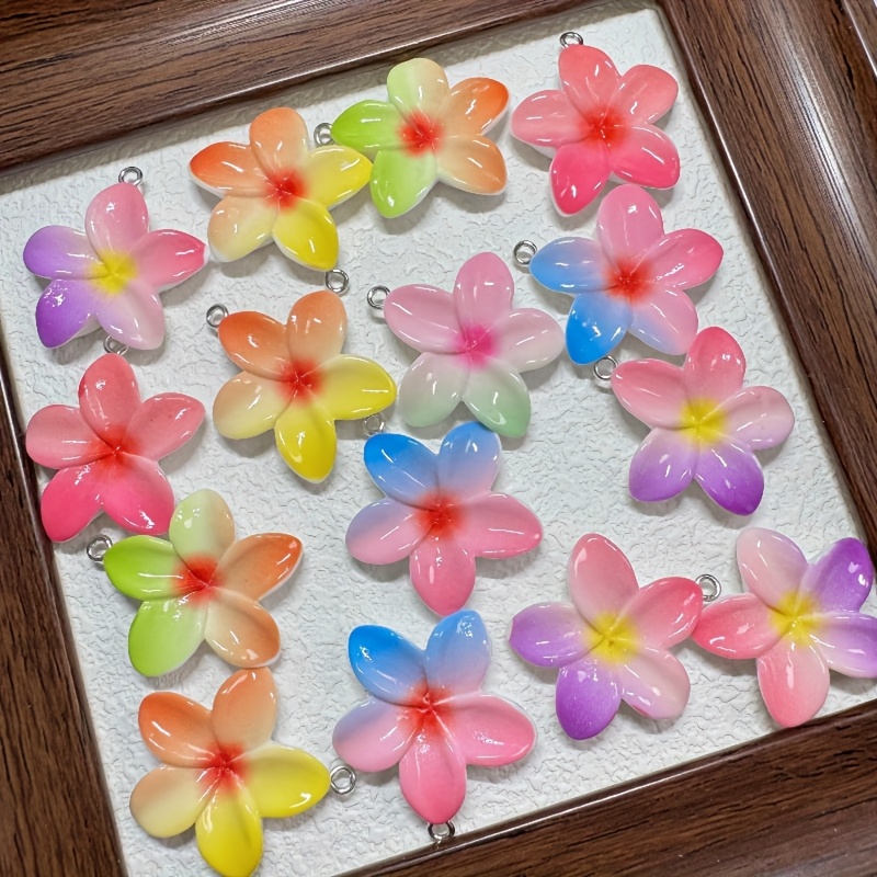 12pcs Multicolor Flower Resin Pendants for DIY Jewellery Making